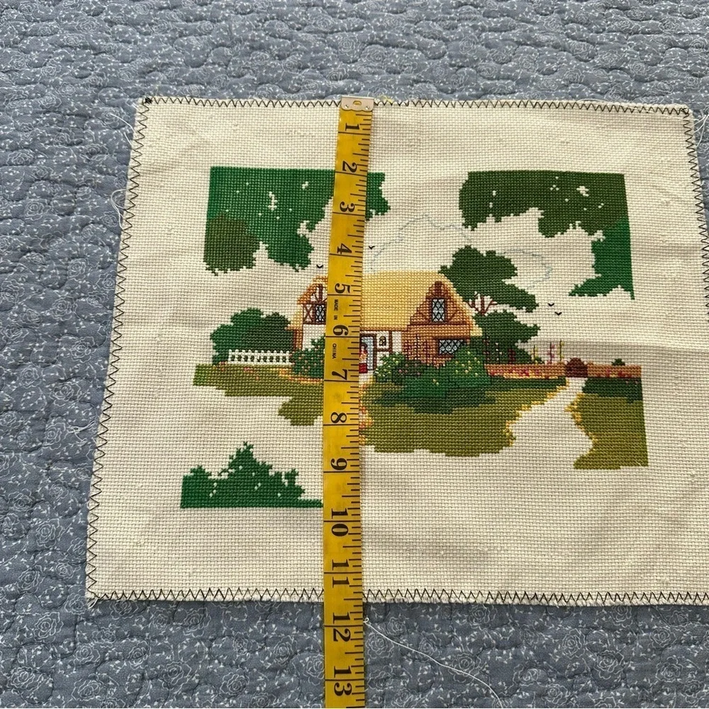 Cross Stitch Charming Cottage Country Church Cottagecore Gift Handmade 8 x 10
